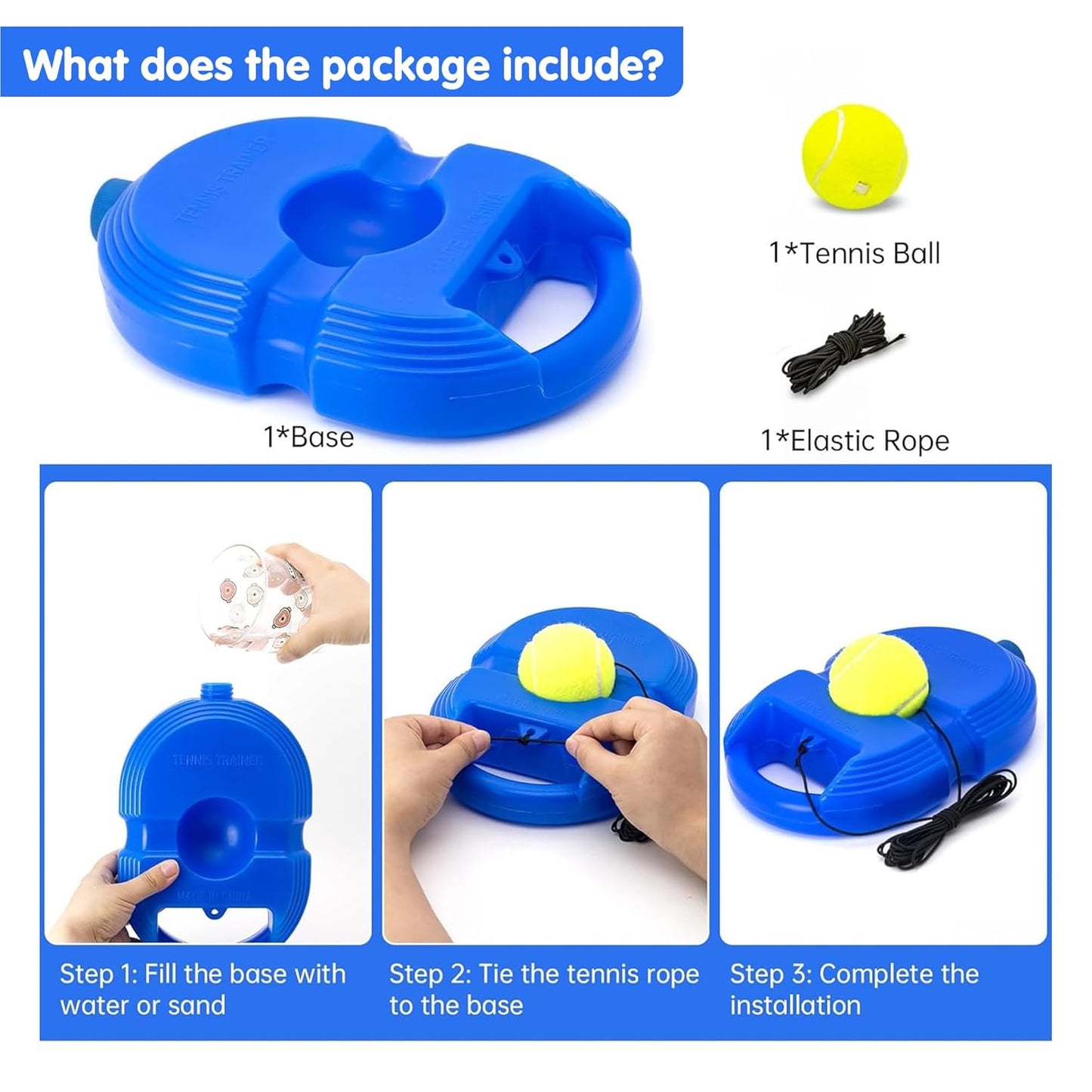 Tennis Trainer Rebound Ball with String - Self Practice & Training Tool, Portable Equipment for Kids Beginners (Blue/Orange)
