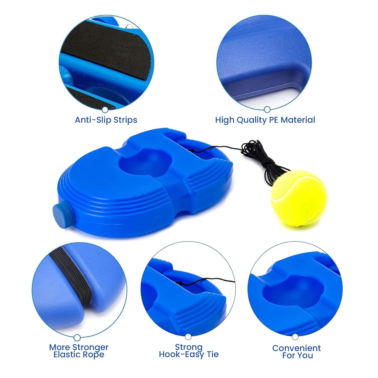 Tennis Trainer Rebound Ball with String - Self Practice & Training Tool, Portable Equipment for Kids Beginners (Blue/Orange)