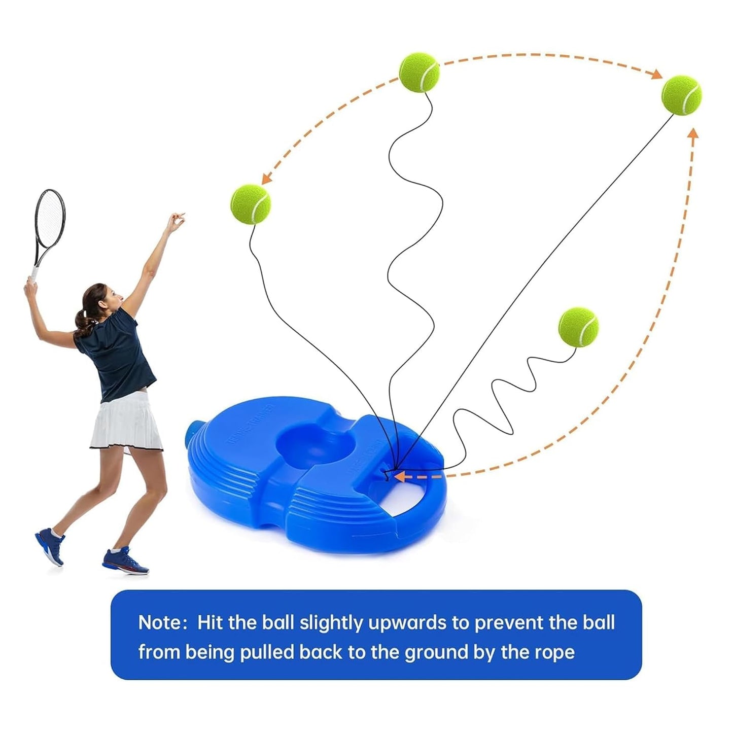 Tennis Trainer Rebound Ball with String - Self Practice & Training Tool, Portable Equipment for Kids Beginners (Blue/Orange)