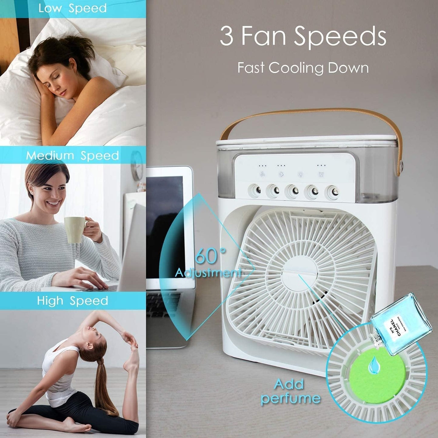 Multifunction Mist Air Cooler -USB Electric Portable Fan Air Conditioner Humidifier