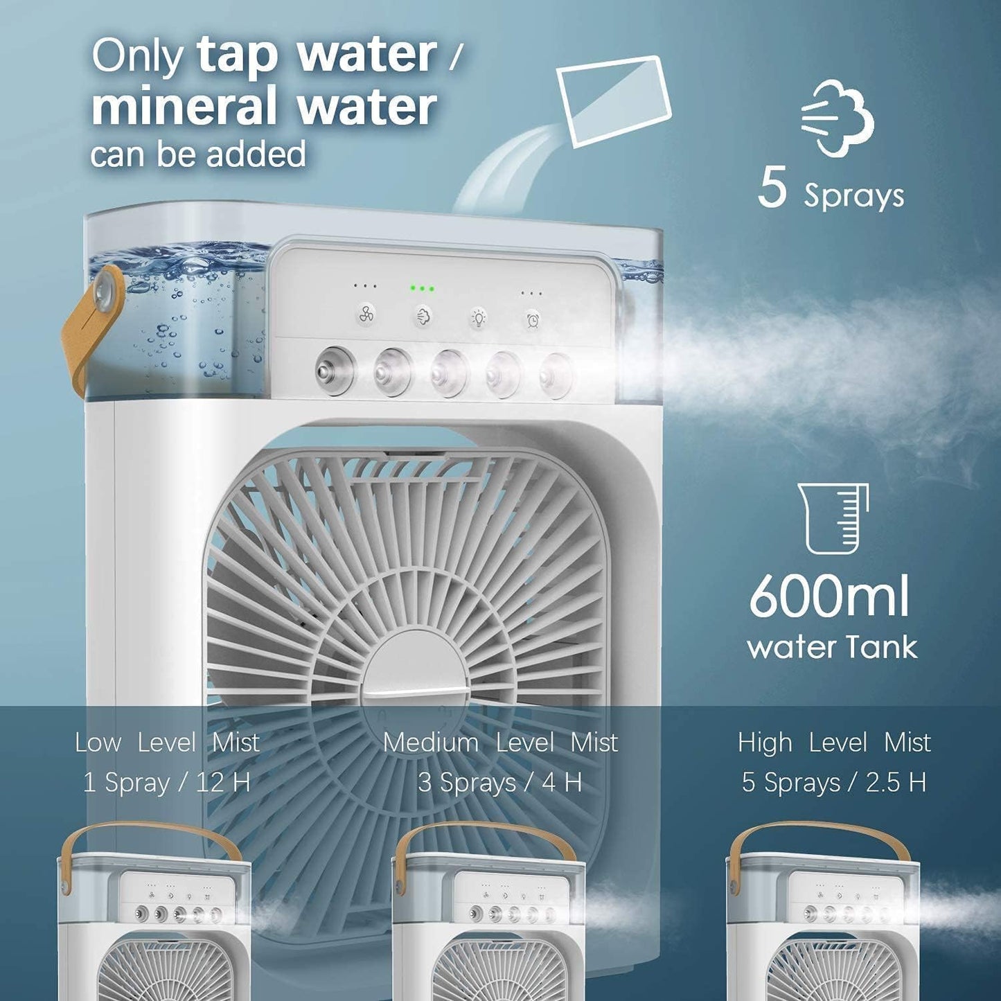 Multifunction Mist Air Cooler -USB Electric Portable Fan Air Conditioner Humidifier