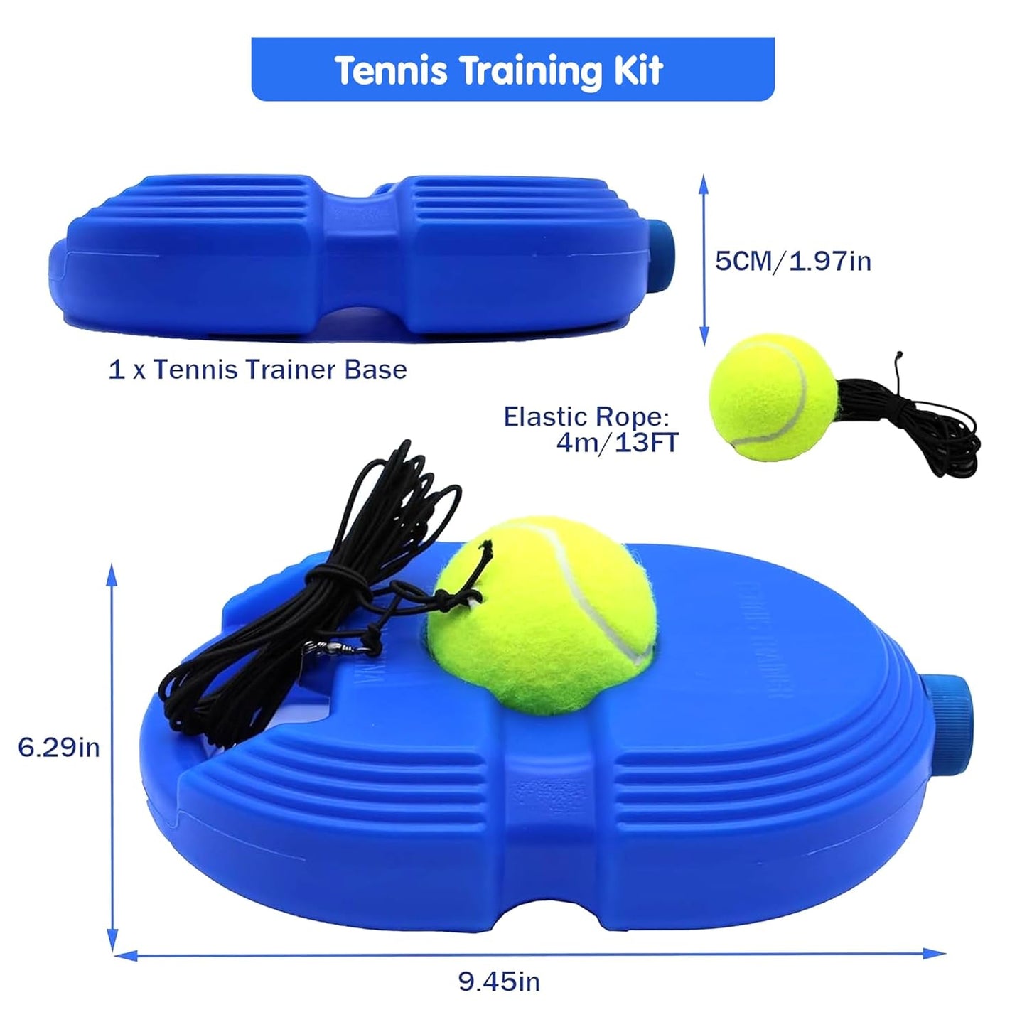 Tennis Trainer Rebound Ball with String - Self Practice & Training Tool, Portable Equipment for Kids Beginners (Blue/Orange)